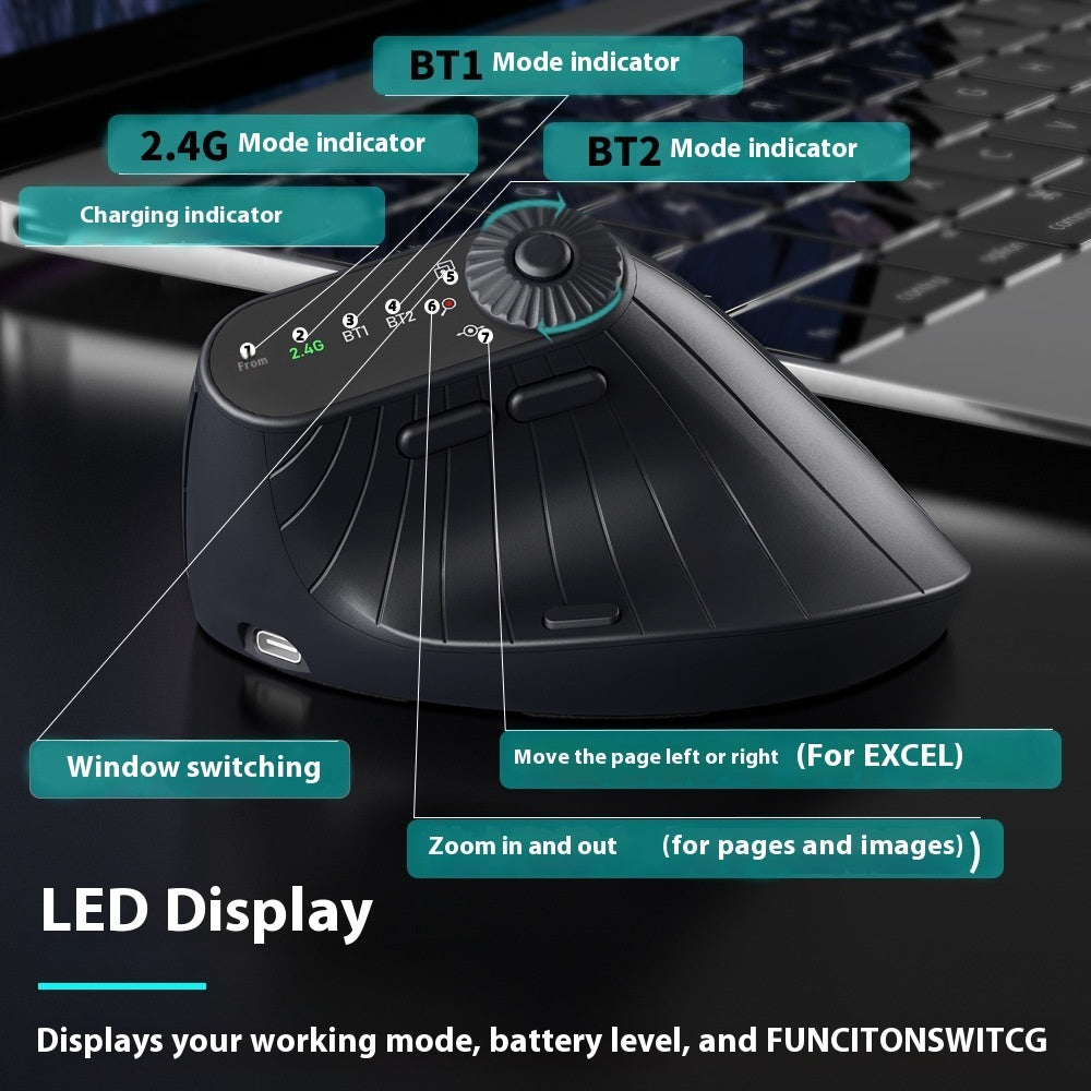 Multifunctional Ergonomic Vertical Bluetooth Wireless Mouse