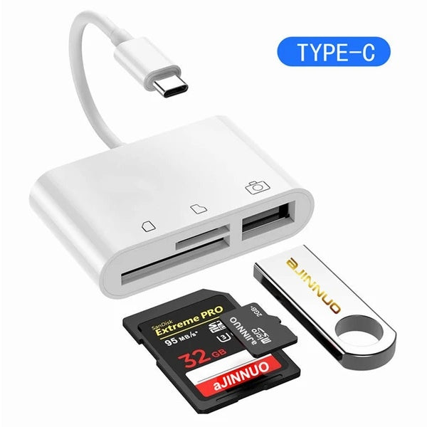 USB C 3 In 1 Hub Converter Type-C Adapter SD Card Reader For MacBook Pro Laptop